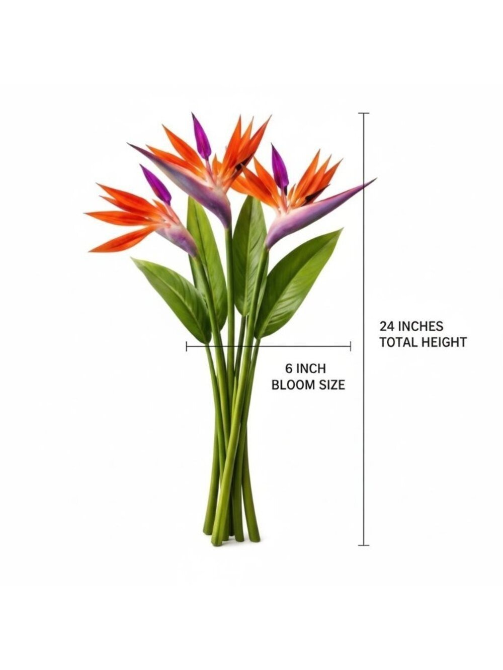 Artificial Bird of Paradise Flowers Realistic Strelitzia 3 Stem Bundle - Picture 6 of 9